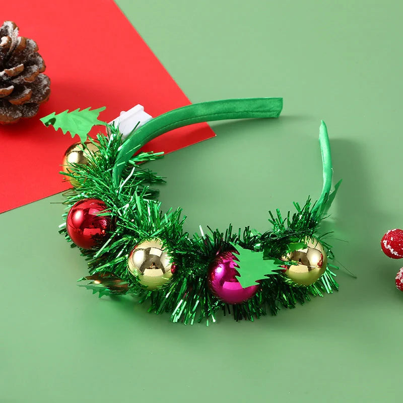 IPC Christmas Hair Band with glowing Xmas tree and snowflake designs, perfect for holiday festivities