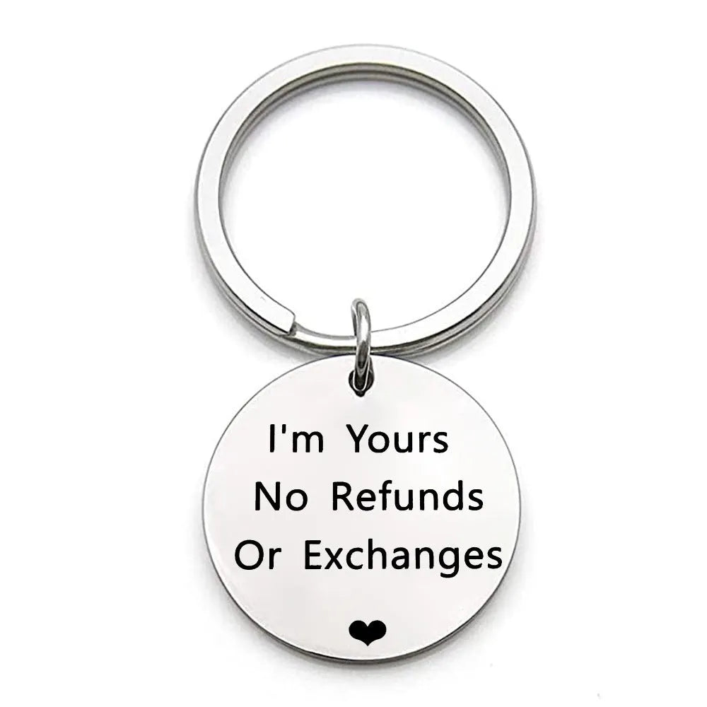 Titanium steel keychain 30mm width unisex design steel colour finish on white background