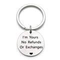 Titanium steel keychain 30mm width unisex design steel colour finish on white background