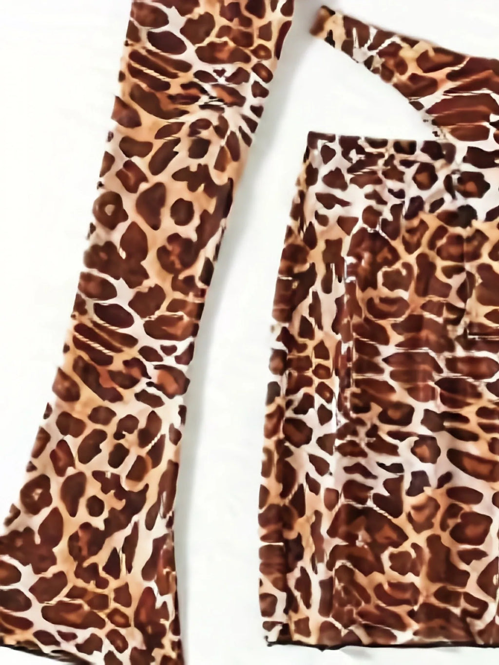 Women's leopard print bikini swimsuit set with separate skirt and panties