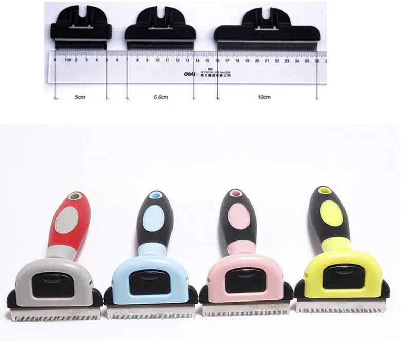 Removable ABS hair removal comb for pets with long straight hair, blue large size shown