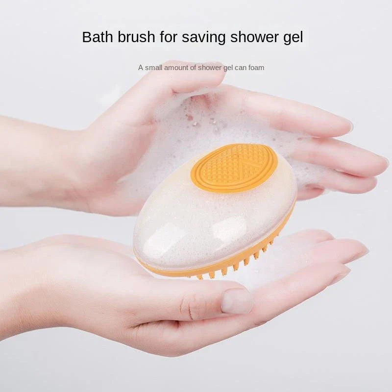 2-in-1 Pet Grooming Brush with Soft Silicone Bristles for Bathing and Massage