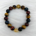 Natural tiger eye stone bead bracelet with loose round beads and 18cm Maillard style design
