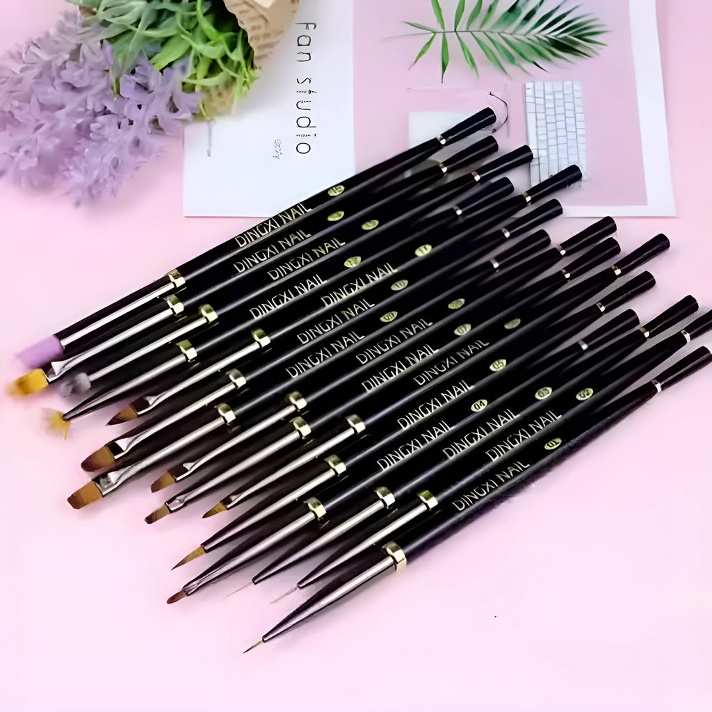 Dx Japanese nail brush set with black gold pull pens including universal pen and four other styles