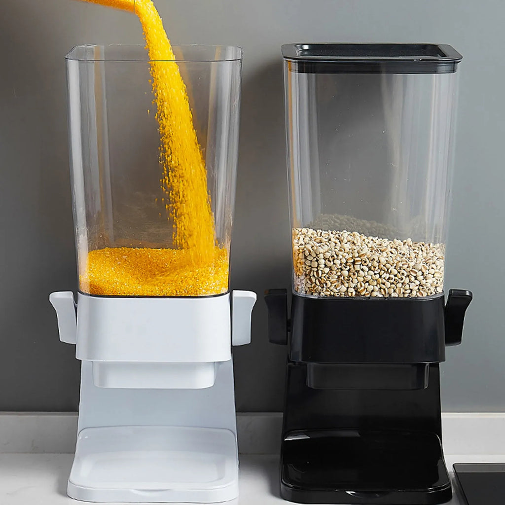 Countertop cereal dispenser with chute opening and levers, 5.5 quart capacity, black colour