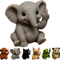Mini animal vertical middle finger doll resin ornament showing cat, dog, elephant, frog, Highland cattle, mouse, turtle character options