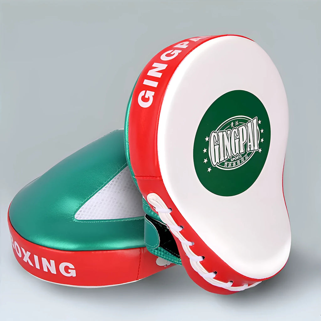 Vertical boxer sanda training target in gold or green PU leather for home martial arts practice.