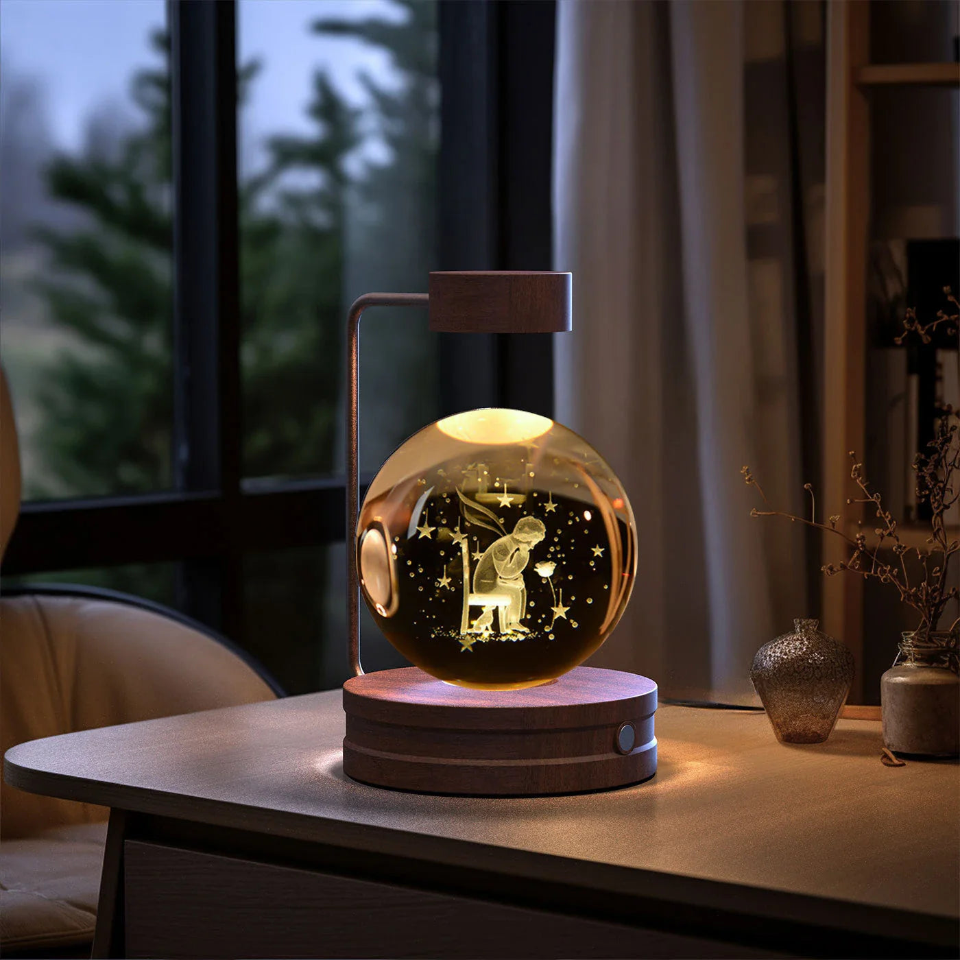 Dazzling crystal ball nightlight with captivating cosmic designs, creating a warm, soothing ambiance in your home