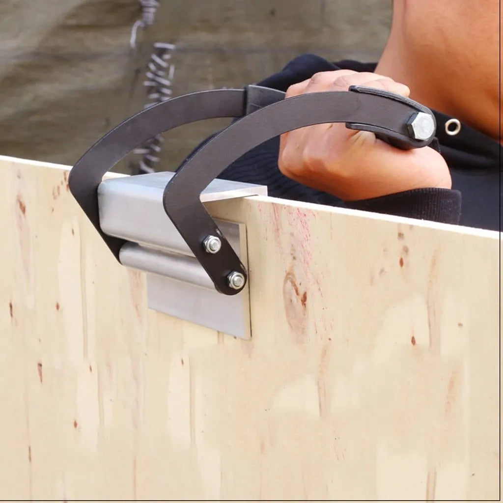 Black forged steel wood handling wrench with a rubber grip, shown with its packaging.