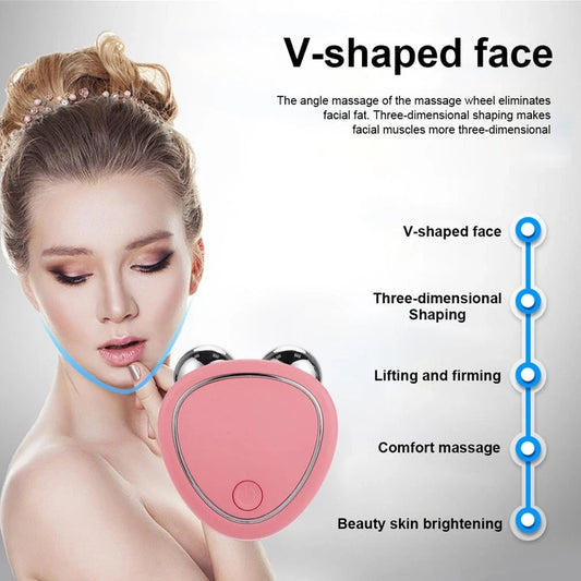 Toning Facial Microcurrent Beauty Device with Dual Massage Rollers for Skin Rejuvenation and Wrinkle Reduction