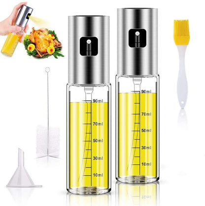 Stainless steel kitchen oil spray bottle with scale for precise cooking