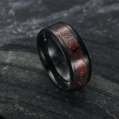 Asgard Crafted Basilisk Scale Wedding Ring in titanium steel with vintage design