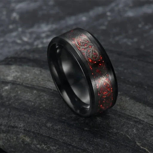Asgard Crafted Basilisk Scale Wedding Ring in titanium steel with vintage design