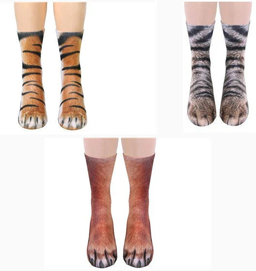 Stylish 3D animal paw socks in a variety of adorable designs, perfect for adding a playful touch to your everyday wardrobe.