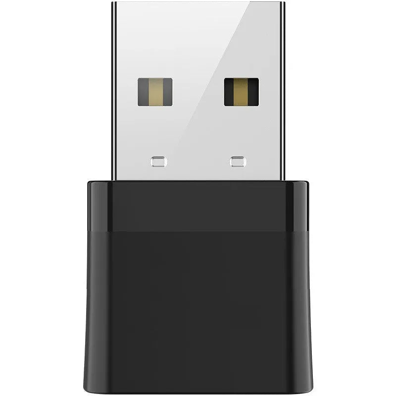Black nickel-plated USB dual-band WiFi and Bluetooth network adapter with external antenna.