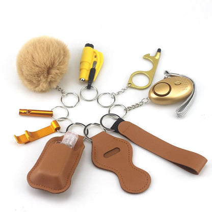 Keychain accessory bottles in various colours, made from durable artificial leather