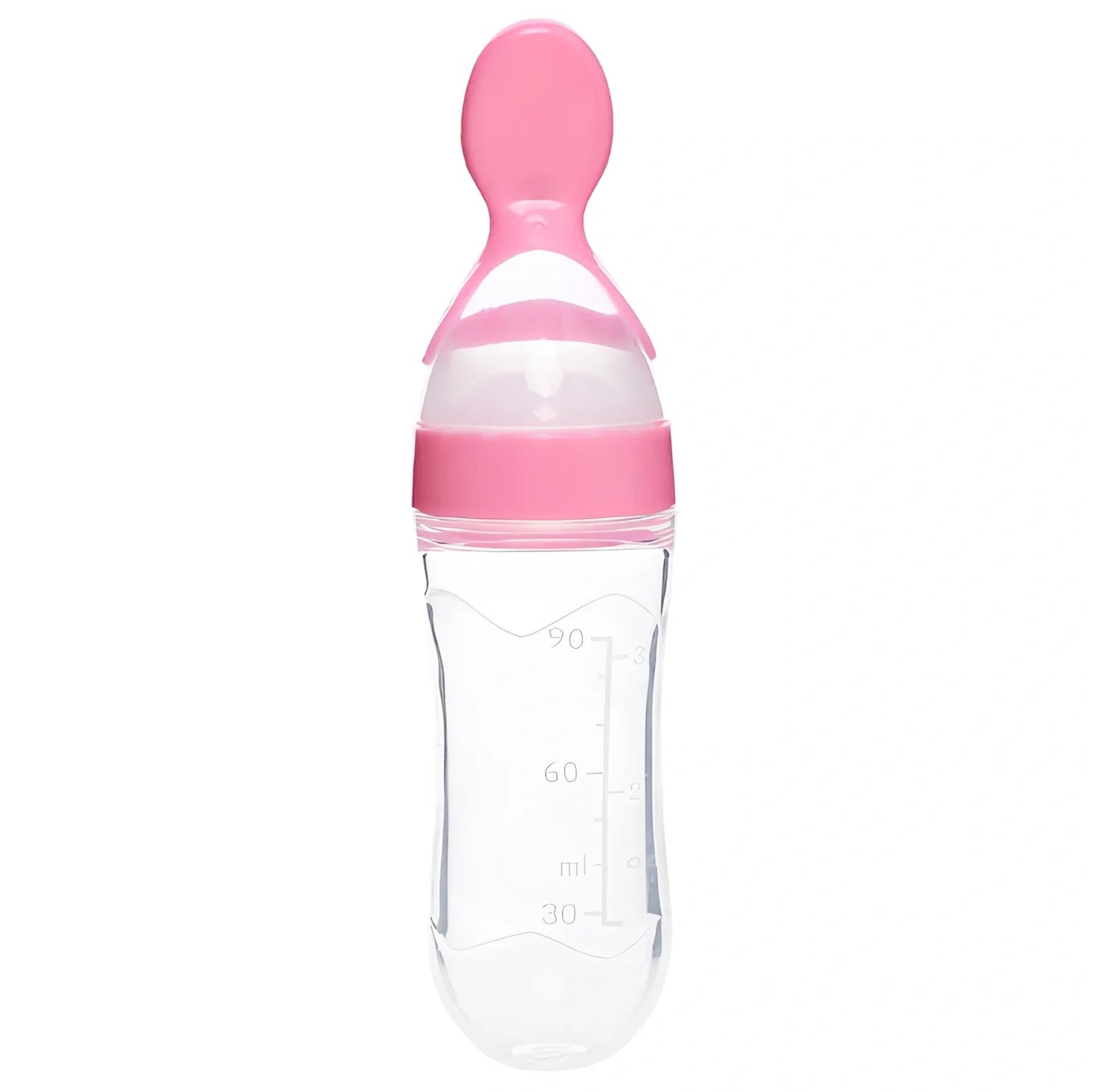 Blue baby spoon bottle feeder, 120ml capacity, food-grade silicone and PP, for 3 months semi-liquid feeding