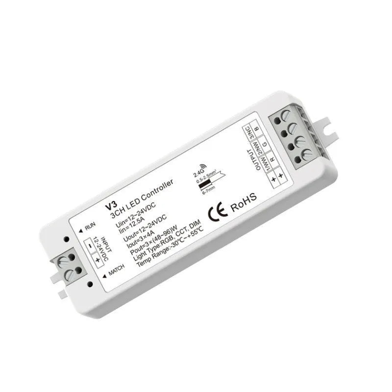 LED dimmer wireless RF switch 12V 24V 8A RGB controller remote control black