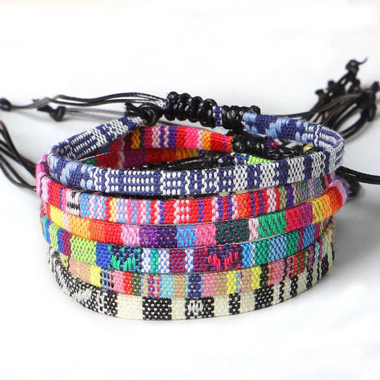 Hand woven rainbow colour bohemian style anklet for men and women