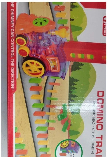 Automatic Domino Building Blocks Train Toy with colorful dominoes and motorized train mechanism