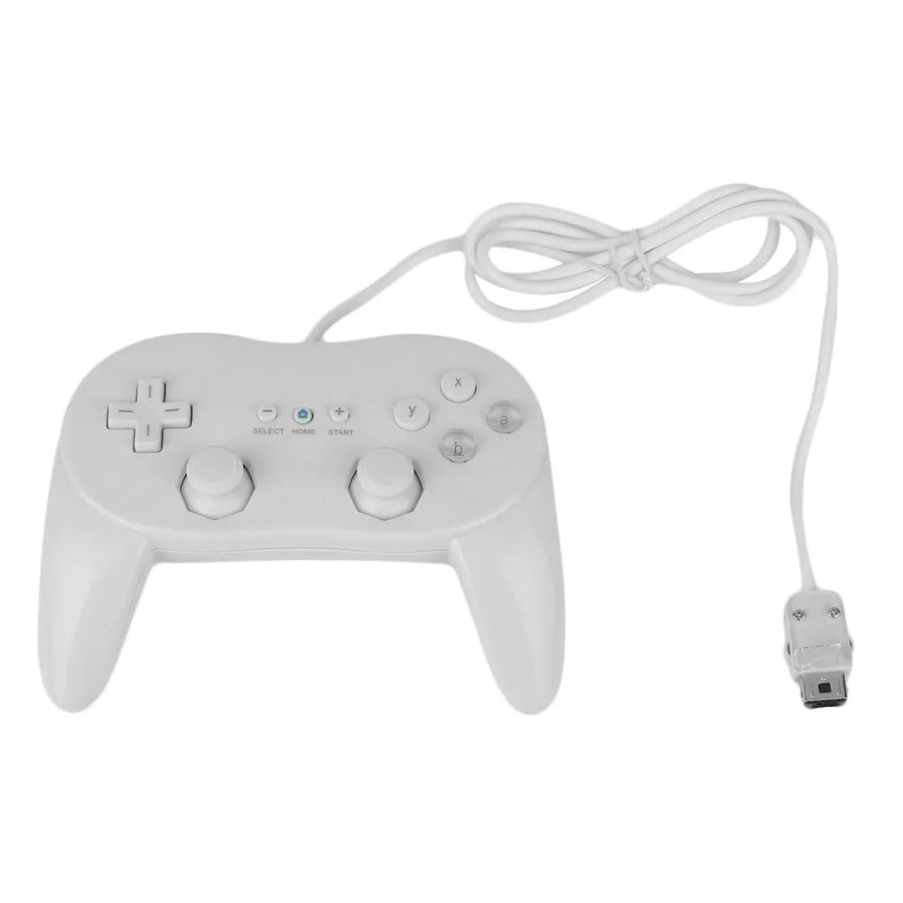 Nintendo Wii Classic Controller wired game pad in black with control pad and eight buttons