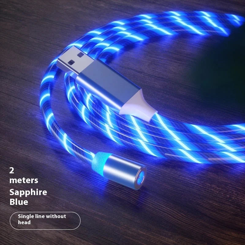 Magnetic charging cable with LED indicator, available in blue, red, green, and colorful options.