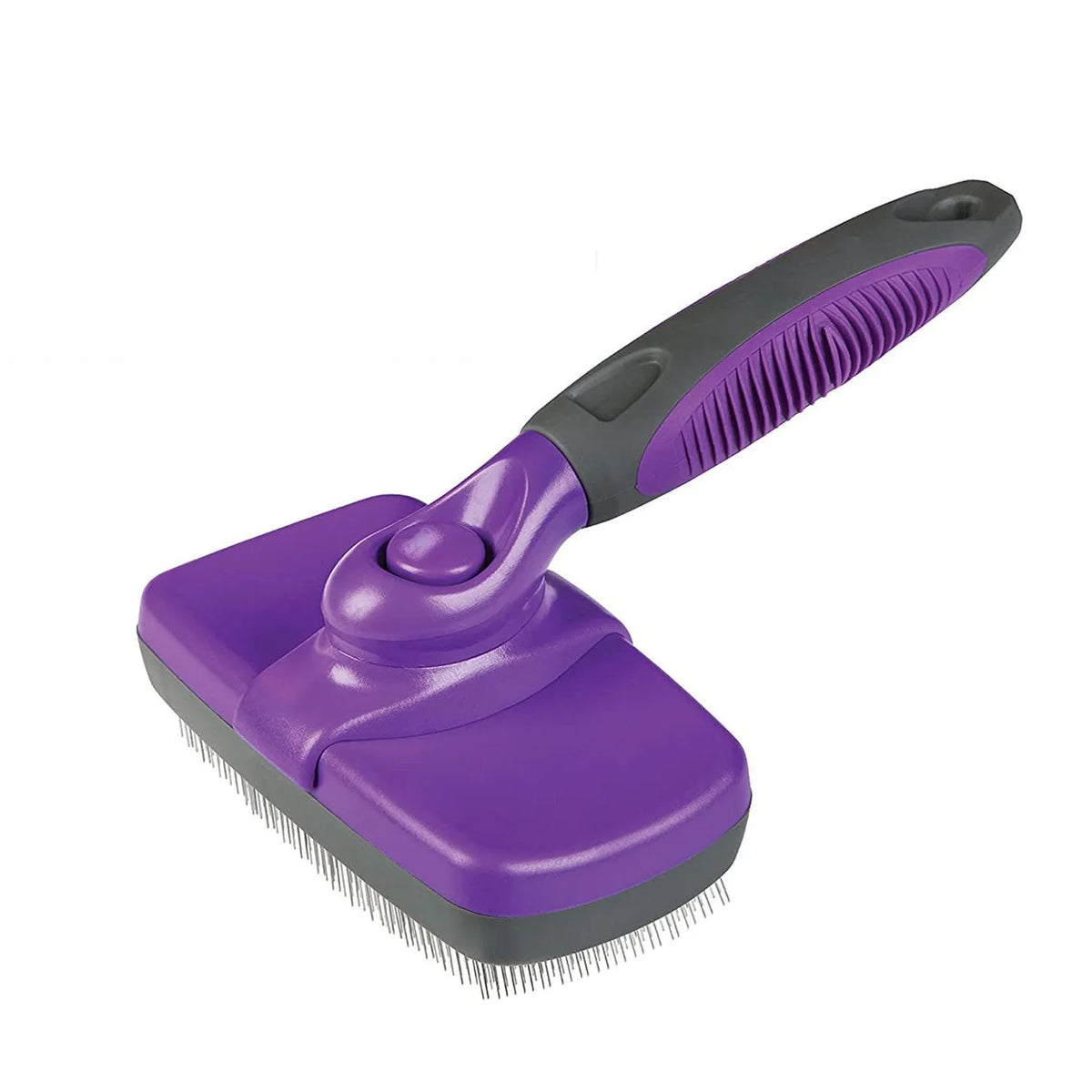 Self-cleaning slicker brush with retractable bristles, PP material, 12.5x7cm comb surface, 11.5cm handle, Pet Comb colour