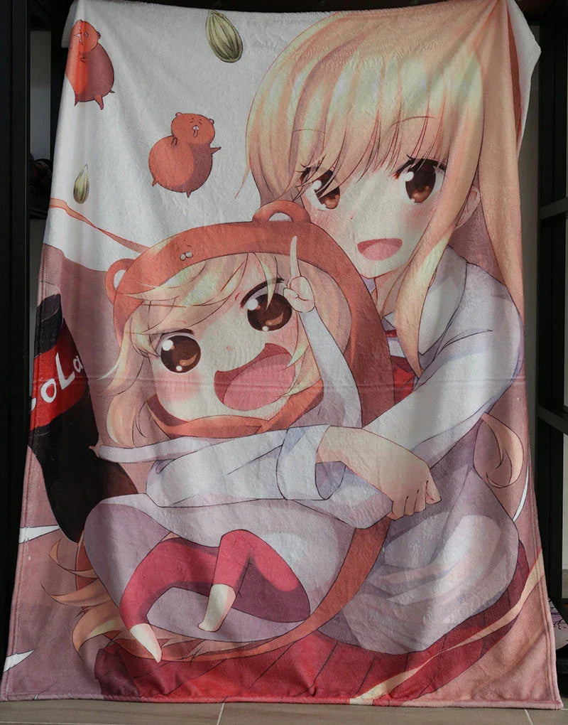 Custom design flannel blanket with knee warm feature, available in multiple sizes