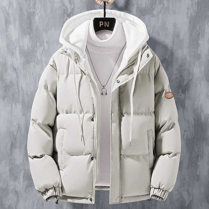 A stylish and warm men's hooded jacket in multiple colors, designed for cold weather protection and modern style.