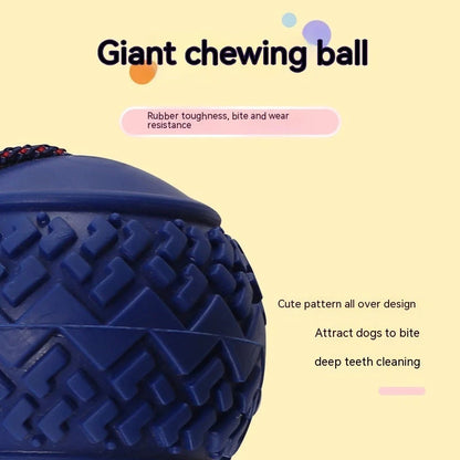 Interactive dog toy ball with rope for teeth cleaning and training in various colors