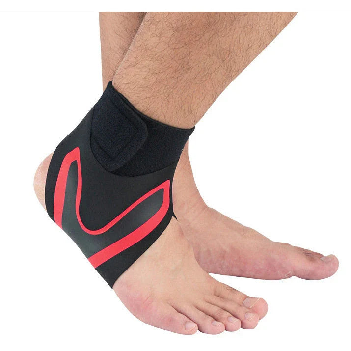 Adjustable ankle support brace for sports and running in black