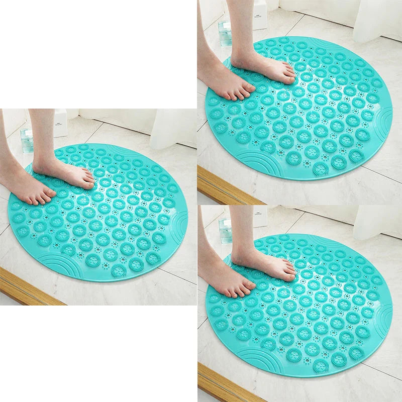 Textured Surface Round Shower Mat with Massage Texture, Non-Slip Suction Cups, and Drainage Holes for Kiwi Bathrooms