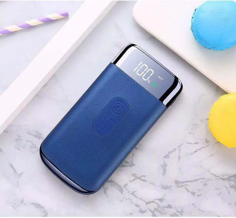 20000mAh polymer lithium ion power bank with LCD display and LED light in plastic shell