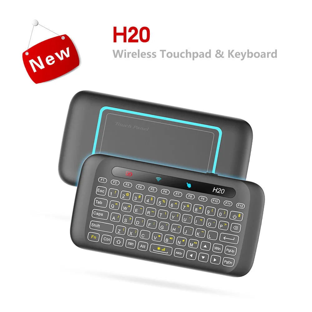 H20 Touch mini wireless keyboard with backlit silicone keys and touchpad in black