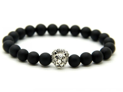 Lion Bracelet with detailed stone carving, adjustable metal band