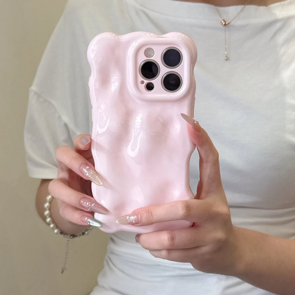 TPU wave shell phone case for iPhone in cream yellow with anti-fall and anti-fingerprint finish