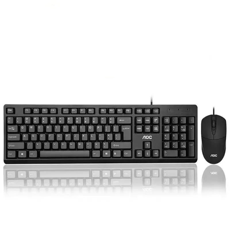 Black wired USB keyboard and mouse set KM160 with 1.5m cables on a desk