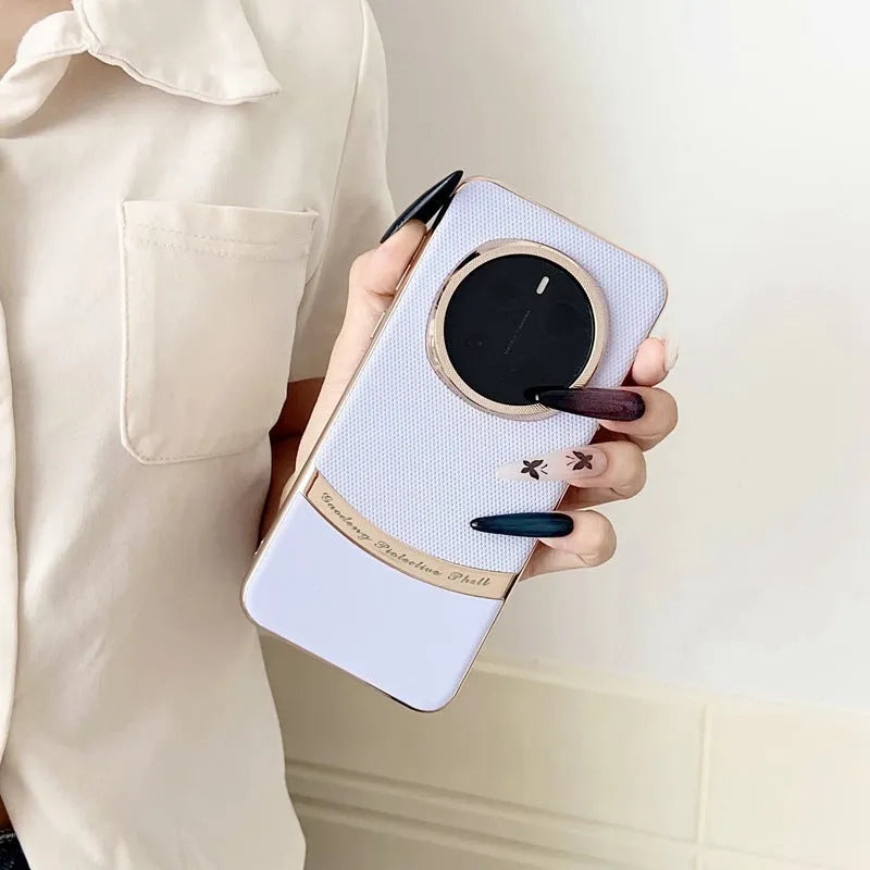 Electroplated cross pattern leather anti drop phone case for Glory Magic7 in black finish