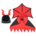 Black Halloween vampire costume for pets including cloak and hat on animal model
