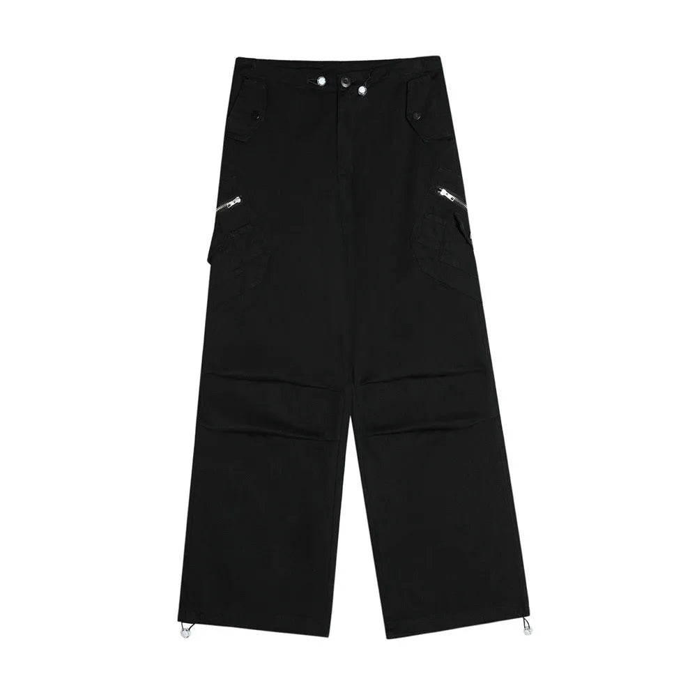 Men's casual cotton trousers in solid black colour, leisurewear for youth, front view