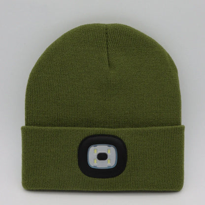 LED knit hat in various colors with integrated light for night safety