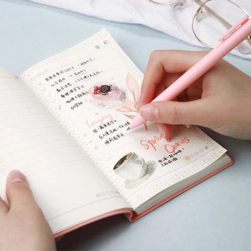Simple Style 48K PU cover todolist notebook open on a desk, showing Macaron Yellow colour and lined writing paper.