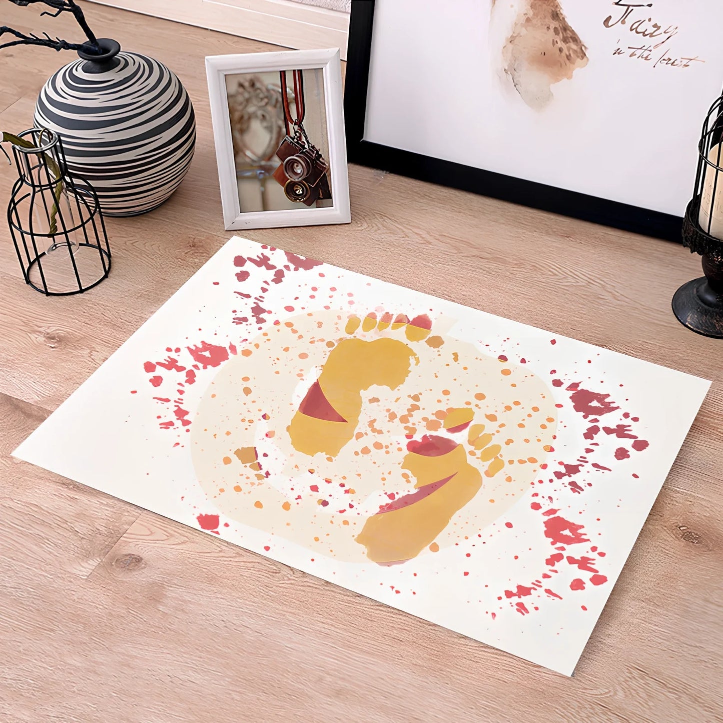 White rectangular PVC bath mat showing colour change effect when wet with moisture detection