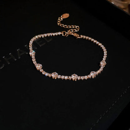 Zircon geometric square bracelet with electroplated finish in various colours