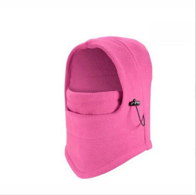 Versatile fleece-lined windproof ski mask hat with integrated face mask and neck guard for outdoor winter activities