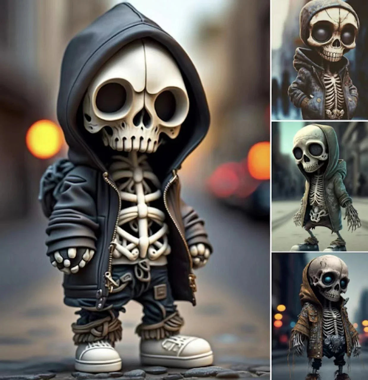 Stylish and modern skeleton figurines made of high-quality resin, perfect for Halloween decor or year-round display in the home or office