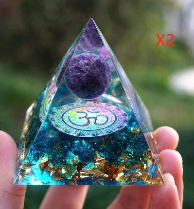 Handcrafted Orgonite Pyramid with Healing Crystals for Positive Energy, EMF Protection, and Spiritual Wellness