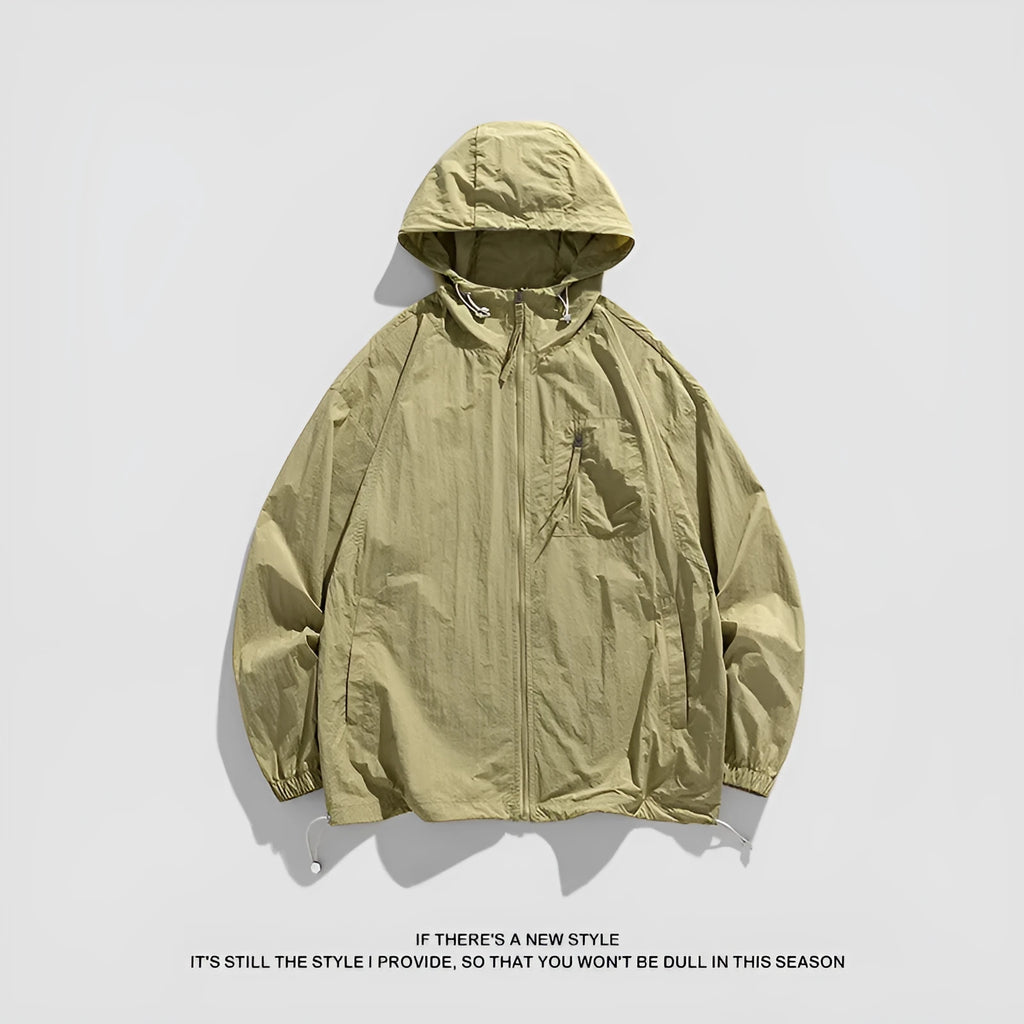 Lightweight hooded sun protection jacket in breathable spandex fabric available in multiple colours