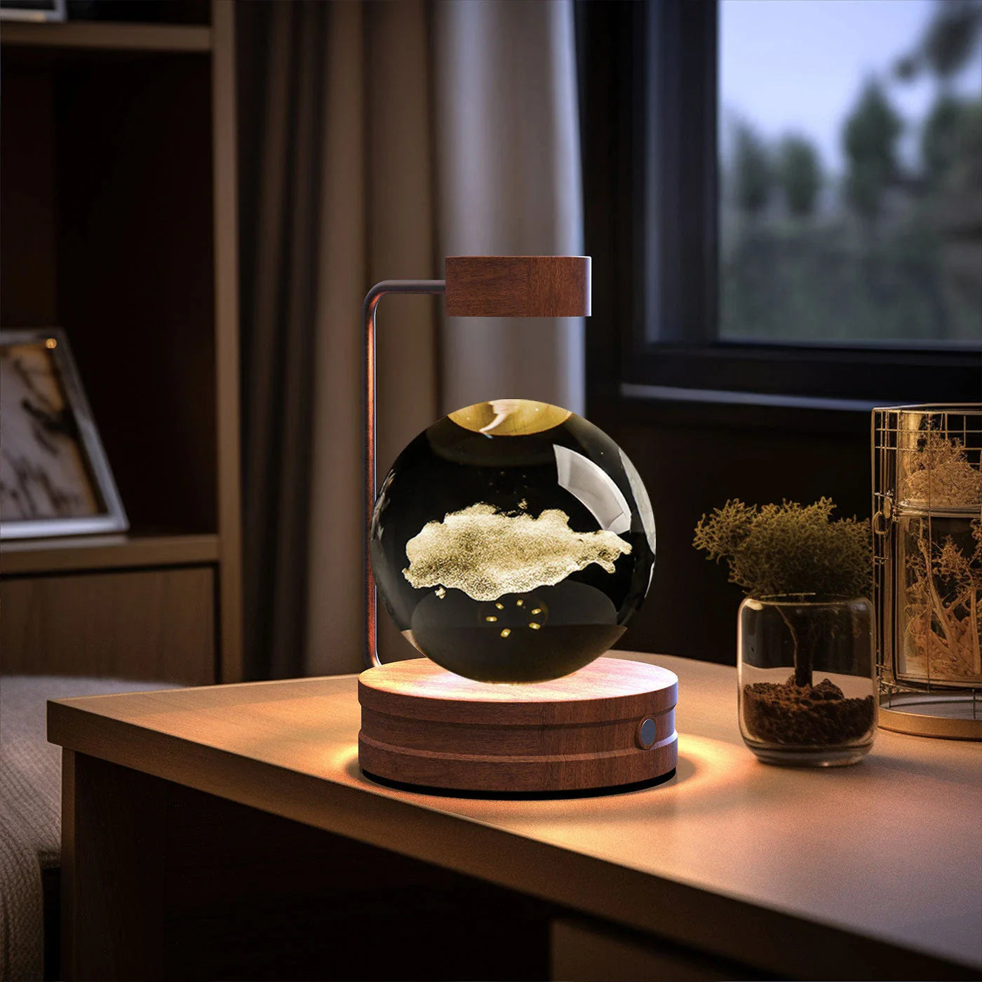 Dazzling crystal ball nightlight with captivating cosmic designs, creating a warm, soothing ambiance in your home
