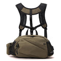 Army Green nylon convertible backpack that also functions as a waist bag with polyester lining